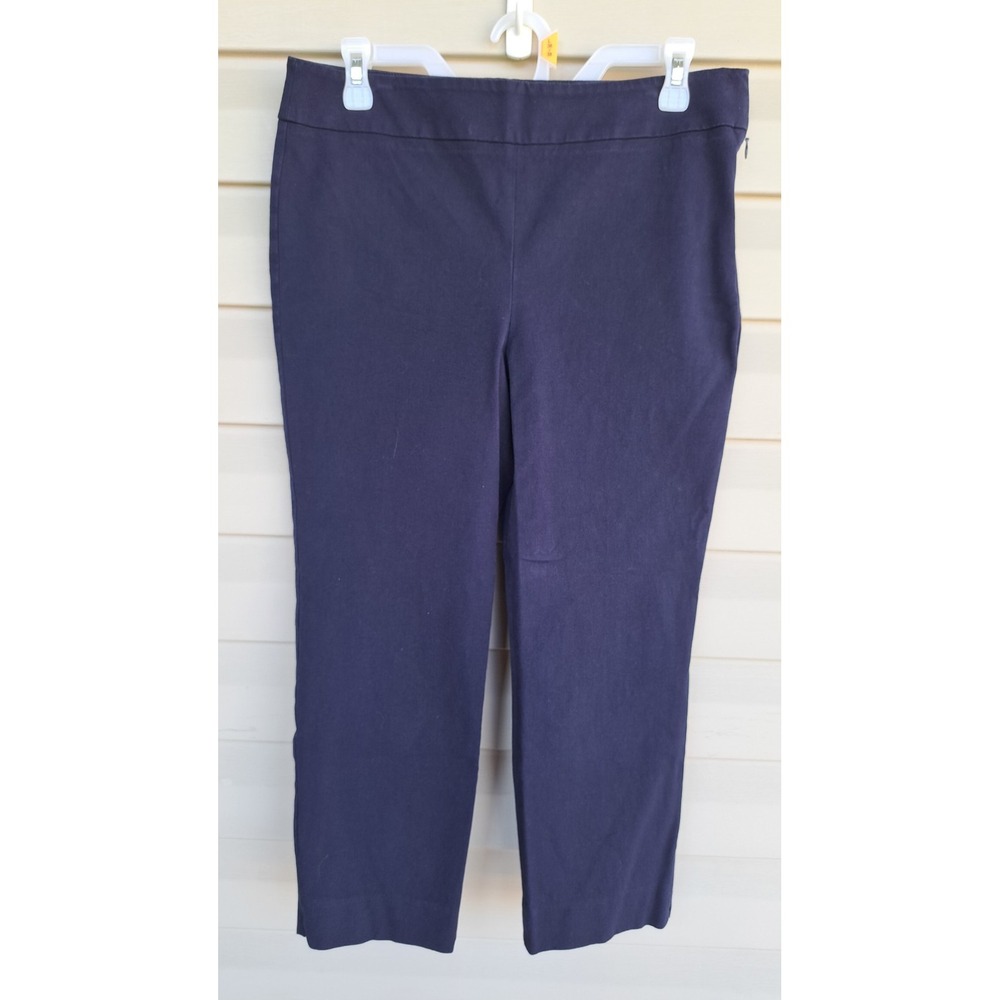 Talbots Navy Blue Chatham Crop Pant Capri 8 Cotton Rayon Spandex Stretch